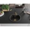 Mexen Diego granit keukenwasbak met 1 bak met Flora keukenkraan, zwart/goud metallic - 6512-75-670401-57-G