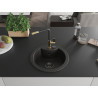Mexen Diego granitische spoelbak met 1 kom en Flora keukenkraan, zwart/goud metallic - 6512-75-670401-57-B