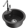 Mexen Diego single-bowl granite kitchen sink with Flora tap, speckled black - 6512-76-670401-00