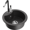 Mexen Diego 1-bowl Granite Sink with Flora Kitchen Tap, Black Speckled - 6512-76-670401-07