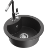 Mexen Diego granite kitchen sink 1-bowl with Flora kitchen tap, black speckled - 6512-76-670401-08