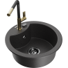 Mexen Diego 1-bowl granite sink with Flora kitchen tap, black speckled - 6512-76-670401-57-B