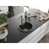Mexen Diego Granite Sink Single Bowl with Flora Kitchen Mixer Tap, Black Speckled - 6512-76-670401-75-G