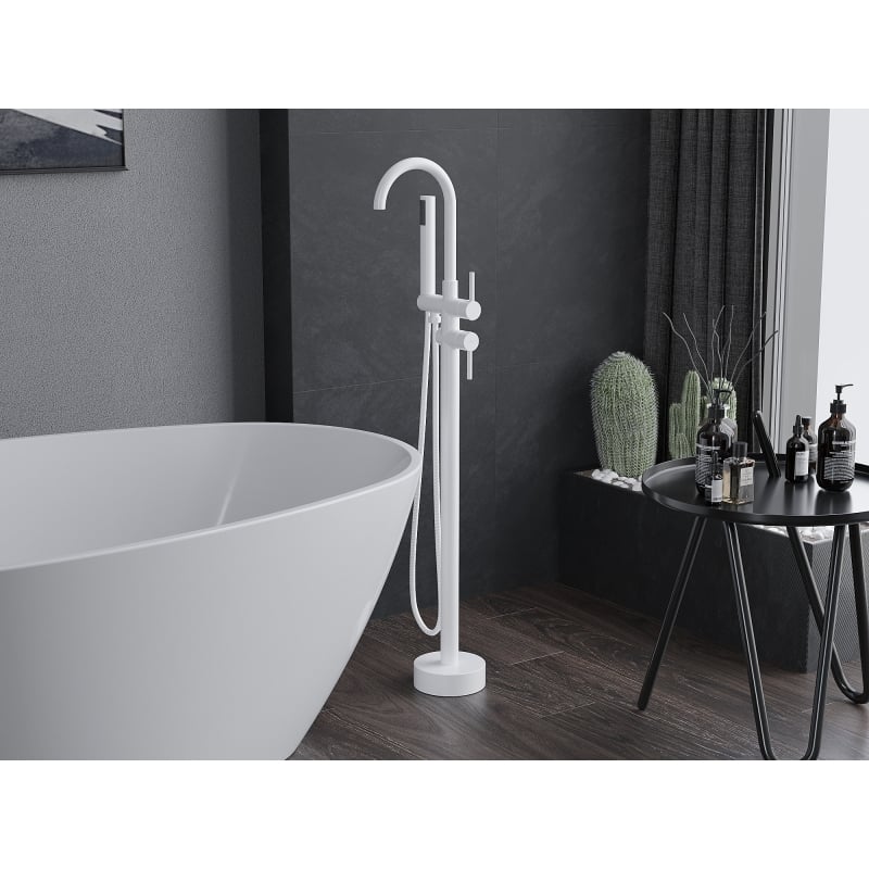 Mexen Alma freestanding bathtub faucet, white - 75033-20