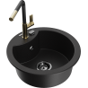 Mexen Diego fregadero de granito de 1 cubeta con grifo de cocina Flora, negro - 6512-77-670401-57-B