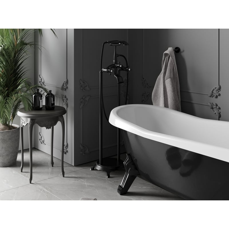 Mexen Retro freestanding bath faucet, black - 75933-70
