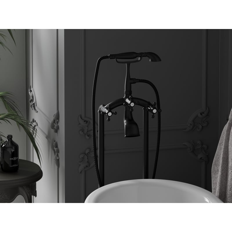 Mexen Retro freestanding bath faucet, black - 75933-70
