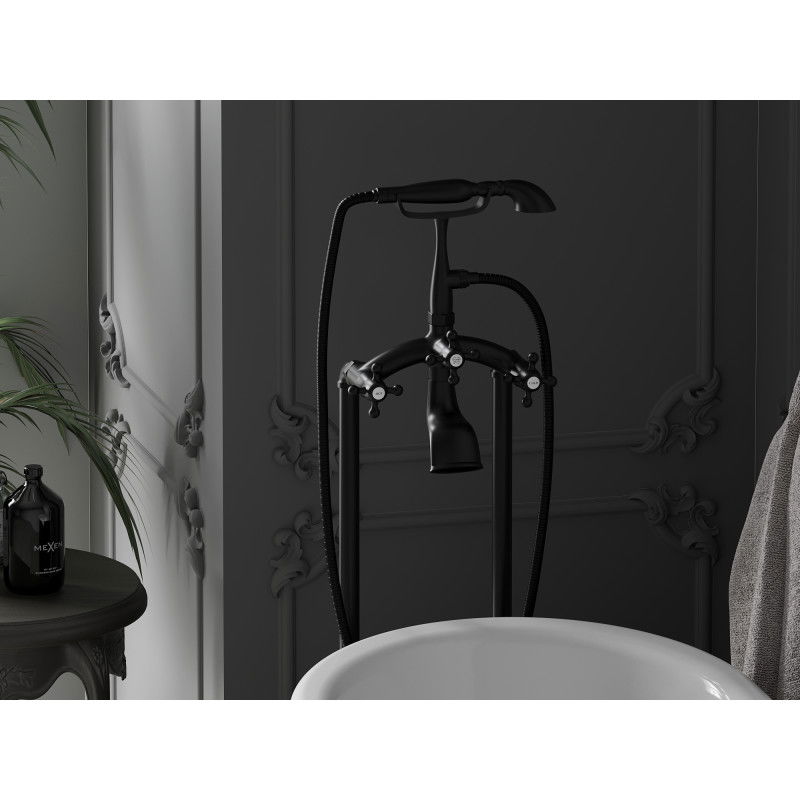 Mexen Retro freistehende Badewannenarmatur, schwarz - 75933-70