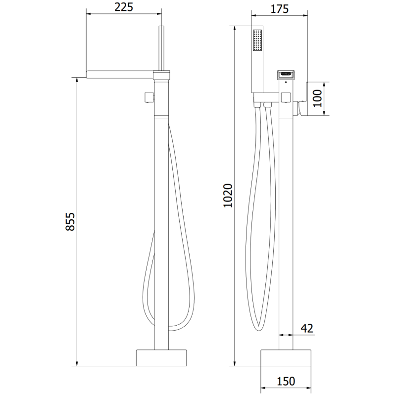 Mexen Algar freistehende Badewannenarmatur, Chrom - 75733-00