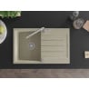 Mexen Bruno Granitspüle 1-stöckig mit Abtropffläche und Küchenarmatur Flora, beige - 6513-69-670401-00