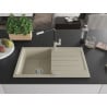 Mexen Bruno 1-bowl granite sink with drainer and Flora kitchen tap, beige - 6513-69-670401-07