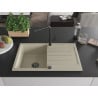 Mexen Bruno évier en granit 1 bac avec égouttoir et robinet de cuisine Flora, beige - 6513-69-670401-70-B