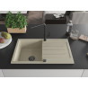 Mexen Bruno granitische spoelbak met 1 bak en afdruiprek en keukenmengkraan Flora, beige - 6513-69-670401-70-B