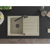 Mexen Bruno fregadero de granito de 1 compartimiento con escurridor y grifo de cocina Flora, beige - 6513-69-670401-70-B