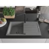 Mexen Bruno Granitspüle 1-Becken mit Abtropffläche und Küchenarmatur Flora, grau - 6513-71-670401-70-B