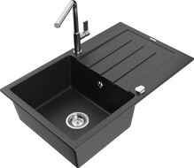 Mexen Bruno Νεροχύτης γρανίτη 1 θαλάμου με αποστραγγιστήρα και μπαταρία