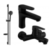 Mexen Kama DS75 Bath Set, Black - 72503DS75-70