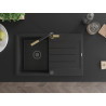 Mexen Bruno zlewozmywak granitowy 1-komorowy z ociekaczem i baterią kuchenną Flora, czarny/srebrny metalik - 6513-73-670401-57-B