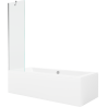 Mexen Cube wanna prostokątna 170 x 80 cm z obudową i parawanem 1-skrzydłowym 50 cm, transparent, chrom - 550517080X9505000001