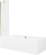 Mexen Cube Rektangulärt badkar 170 x 80 cm med panel och 1-dörrs skärm 50 cm, transparent, guld - 550517080X9505000050