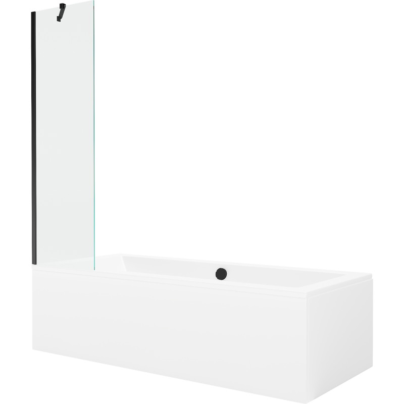 Mexen Cube taisnstūrveida vanna 170 x 80 cm ar apvalku un vienas durvis 50 cm, caurspīdīga, melna - 550517080X9505000070
