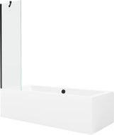 Mexen Cube banheira retangular 170 x 80 cm com revestimento e painel de vidro de 1 folha 50 cm, transparente, preto