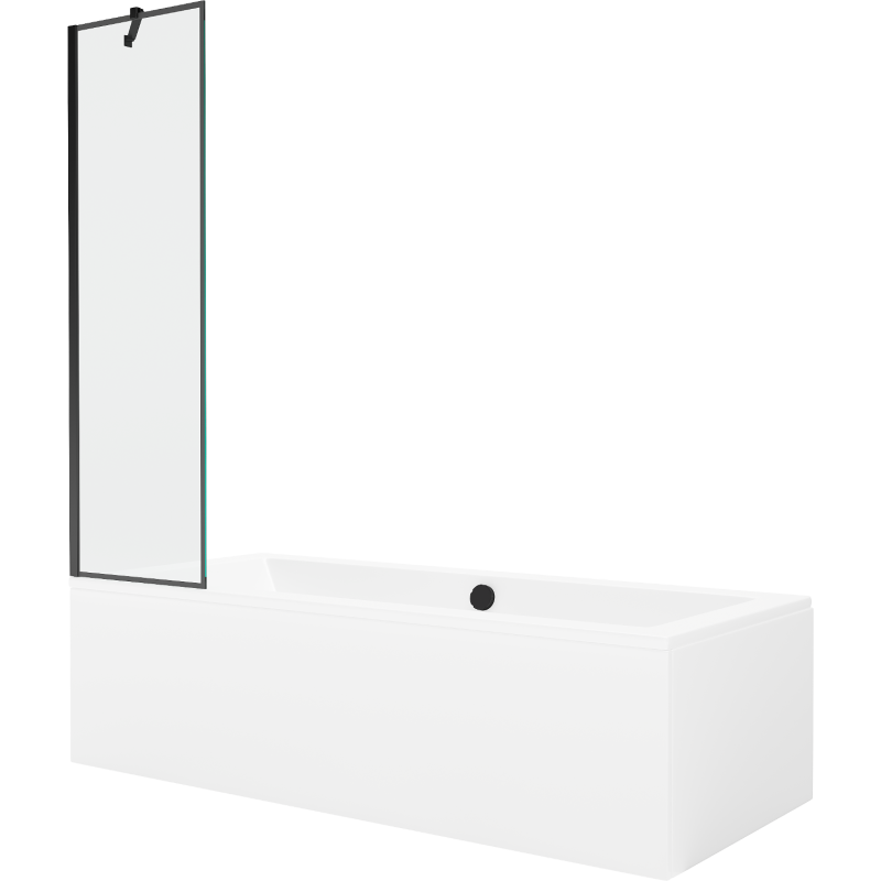 Mexen Cube rechthoekig bad 170 x 80 cm met omhulsel en 1-delige scherm 50 cm, zwart patroon - 550517080X9505007070