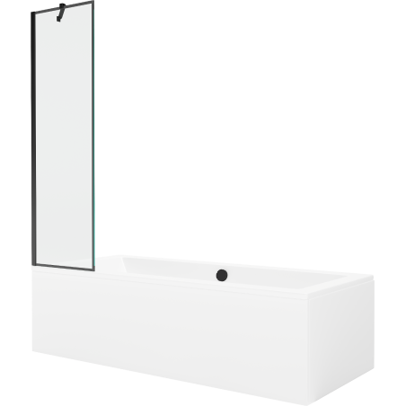 Mexen Cube rechthoekig bad 170 x 80 cm met omhulsel en 1-delige scherm 50 cm, zwart patroon - 550517080X9505007070