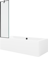 Mexen Cube banheira retangular 170 x 80 cm com revestimento e resguardo de 1 folha 50 cm, padrão preto - 550517080X9505007070