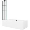 Mexen Cube Rechteckige Badewanne 170 x 80 cm mit Verkleidung und 1-flügeliger Trennwand 50 cm, schwarzes Muster