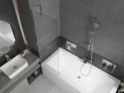 Mexen Cube vasca rettangolare 170 x 80 cm con rivestimento e schermo a 1 anta 60 cm, trasparente, cromo - 550517080X9506000001