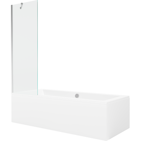 Mexen Cube pravokutna kada 170 x 80 cm s oblogom i 1-krilnim paravanom 60 cm, prozirna, krom - 550517080X9506000001