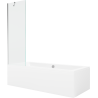 Mexen Cube bañera rectangular de 170 x 80 cm con carcasa y mampara de 1 hoja 60 cm, transparente, cromo - 550517080X9506000001