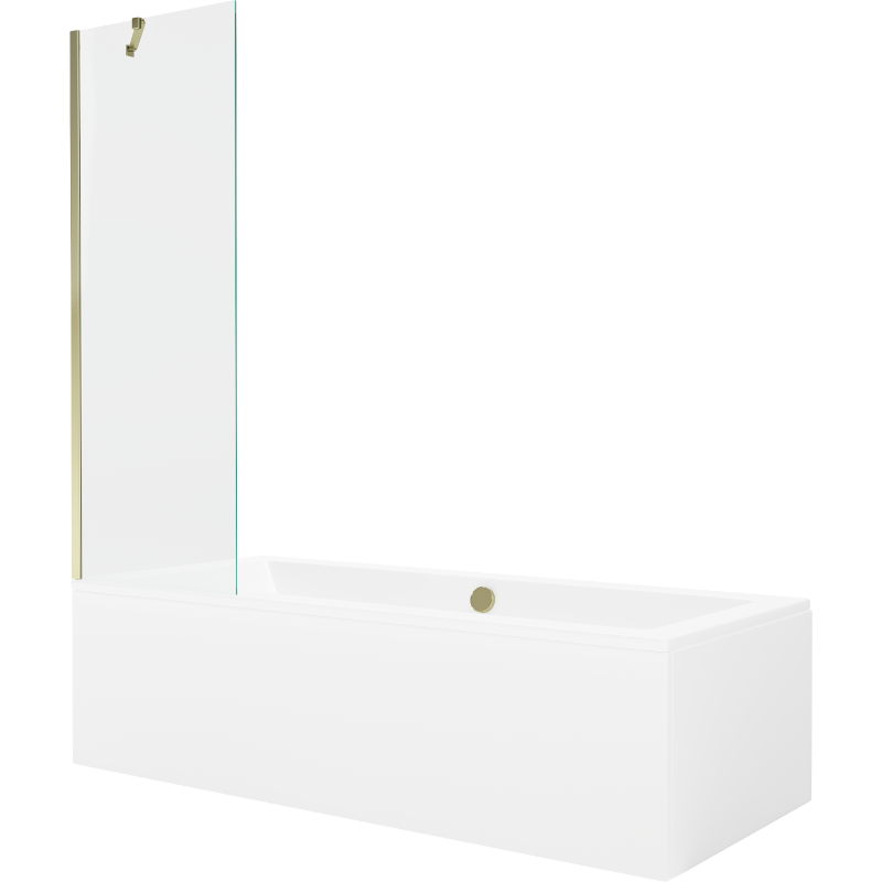 Mexen Cube rectangular bath 170 x 80 cm with enclosure and 1-wing screen 60 cm, transparent, gold - 550517080X9506000050