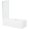 Mexen Cube rechthoekig bad 170 x 80 cm met ombouw en 1-delige vouwbare scheidingswand 70 cm, transparant, chroom