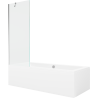 Mexen Cube wanna prostokątna 170 x 80 cm z obudową i parawanem 1-skrzydłowym 70 cm, transparent, chrom - 550517080X9507000001