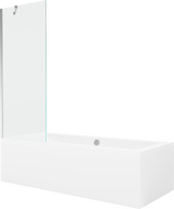 Mexen Cube vasca da bagno rettangolare 170 x 80 cm con pannello e schermo 1 anta 70 cm, trasparente, cromo
