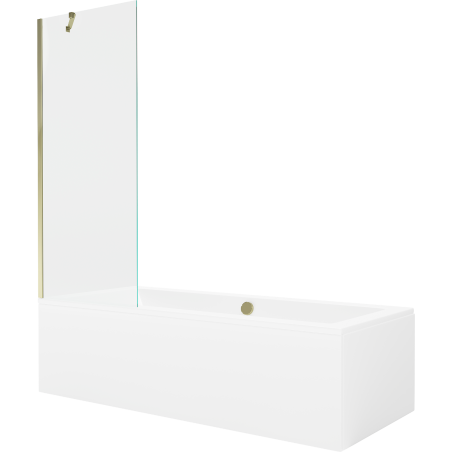 Mexen Cube baignoire rectangulaire 170 x 80 cm avec habillage et paroi de douche à 1 volet 70 cm, transparent, doré - 550517080?