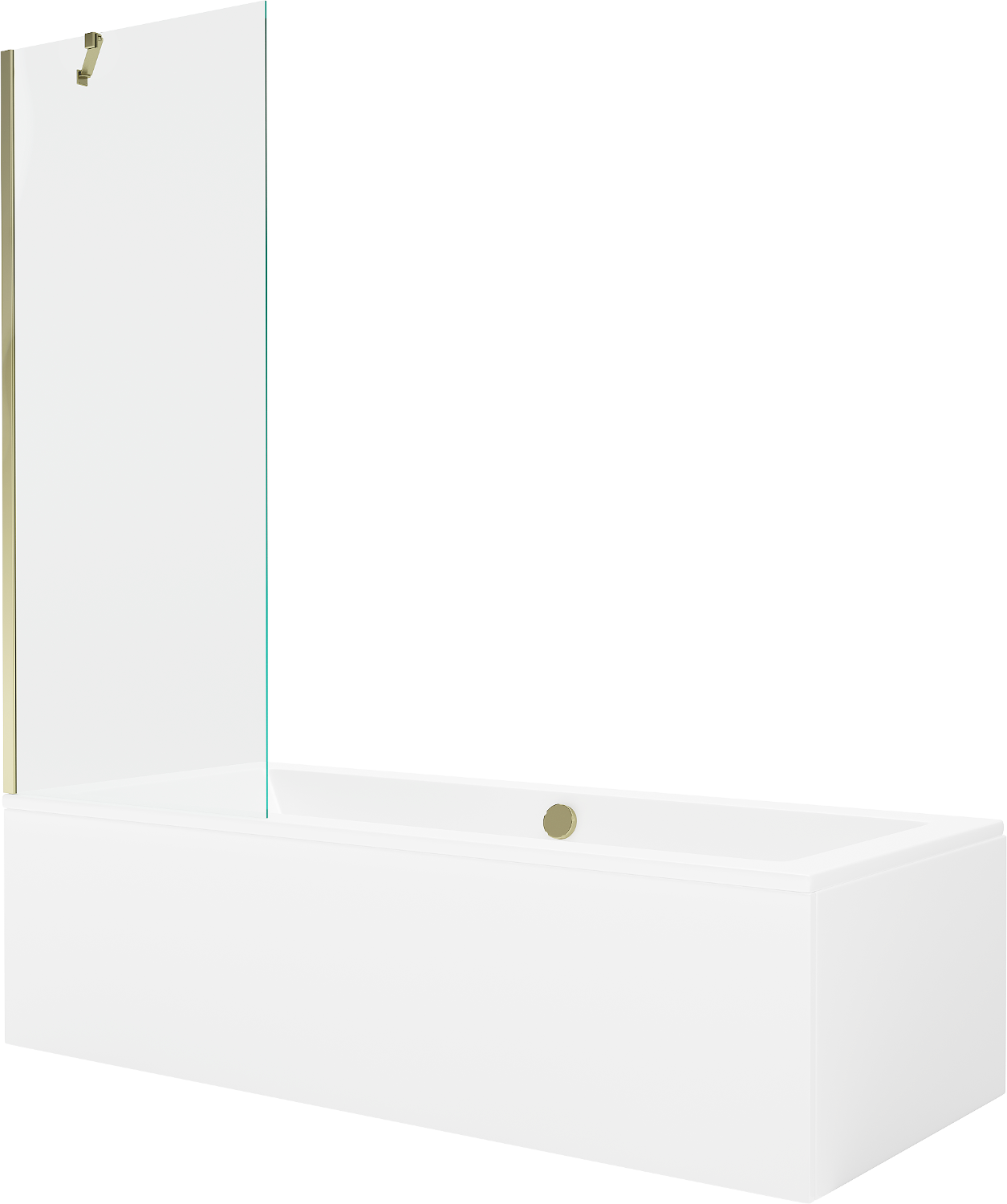Mexen Cube wanna prostokątna 170 x 80 cm z obudową i parawanem 1-skrzydłowym 70 cm, transparent, złoty - 550517080X9507000050