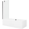 Mexen Cube wanna prostokątna 170 x 80 cm z obudową i parawanem 1-skrzydłowym 70 cm, transparent, czarny - 550517080X9507000070