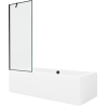 Mexen Cube taisnstūra vanna 170 x 80 cm ar apdari un 1 spārnu ekrānu 70 cm, melns raksts - 550517080X9507007070