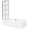 Mexen Cube wanna prostokątna 170 x 80 cm z obudową i parawanem 1-skrzydłowym 70 cm, czarny wzór - 550517080X9507007077