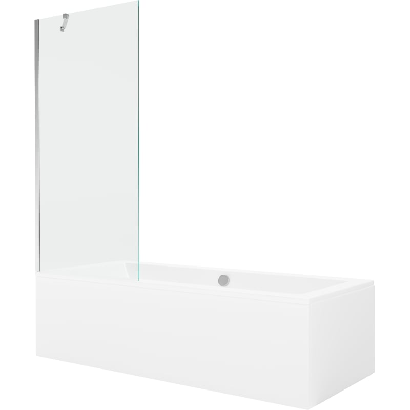 Mexen Cube pravokutna kada 170 x 80 cm s oblogom i jednim krilnim paravanom 80 cm, prozirna, krom - 550517080X9508000001