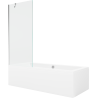 Mexen Cube wanna prostokątna 170 x 80 cm z obudową i parawanem 1-skrzydłowym 80 cm, transparent, chrom - 550517080X9508000001