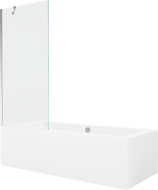 Mexen Cube rectangular bathtub 170 x 80 cm with enclosure and 1-panel screen 80 cm, transparent, chrome - 550517080X9508000001