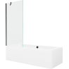 Mexen Cube taisnstūrveida vanna 170 x 80 cm ar apdari un 1-spārnu ekrānu 80 cm, caurspīdīgs, melns - 550517080X9508000070