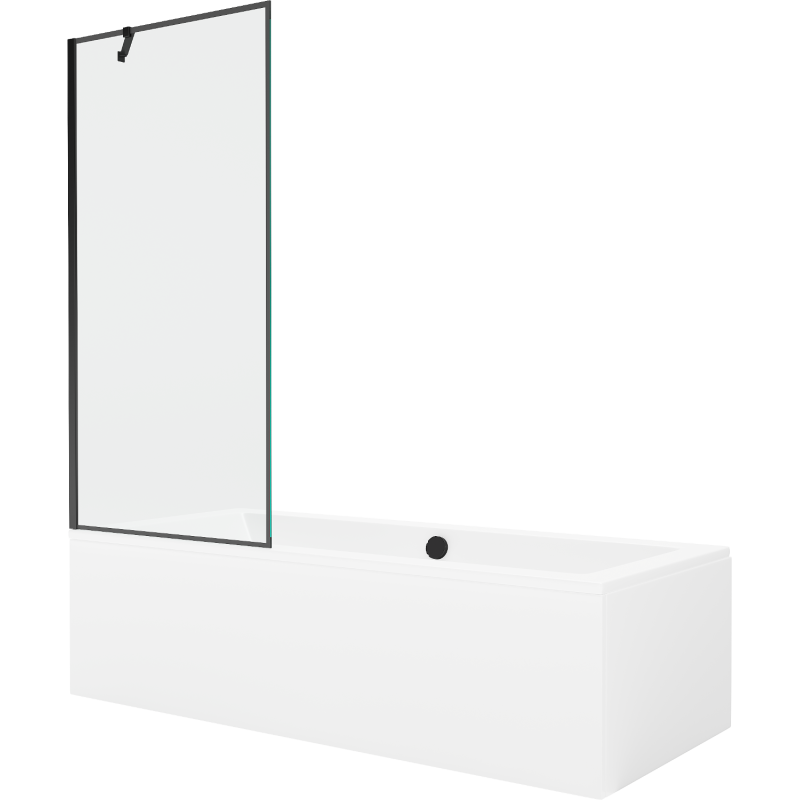 Mexen Cube wanna prostokątna 170 x 80 cm z obudową i parawanem 1-skrzydłowym 80 cm, czarny wzór - 550517080X9508007070