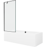 Mexen Cube rechthoekig bad 170 x 80 cm met ombouw en 1-delige scherm 80 cm, zwart patroon - 550517080X9508007070