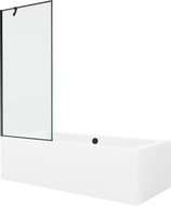 Mexen Cube Rechteckige Badewanne 170 x 80 cm mit Verkleidung und 1-flügeliger Abtrennung 80 cm, schwarzes Muster