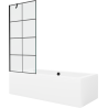 Mexen Cube pravokutna kada 170 x 80 cm s oplatom i jednim krilnim paravanom 80 cm, crni uzorak - 550517080X9508007077